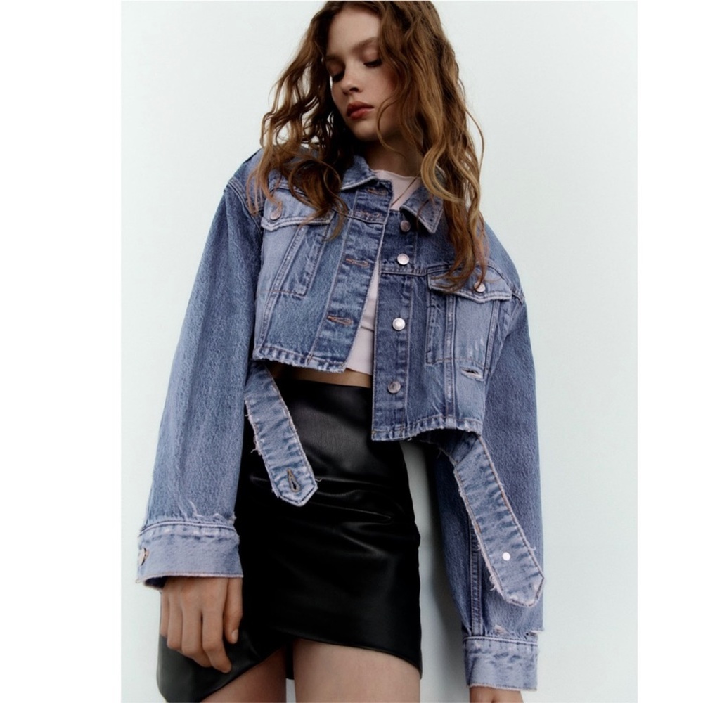 NWT Zara CROP STRAIGHT DENIM JACKET